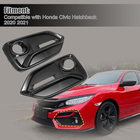 FZJDSD 1Pc Fog Light Cover Set Compatible with Honda Civic Hatchback 2020 2021 Front Right & Left Fog Light Grille Cover in Kuwait