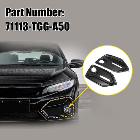 FZJDSD 1Pc Fog Light Cover Set Compatible with Honda Civic Hatchback 2020 2021 Front Right & Left Fog Light Grille Cover in Kuwait