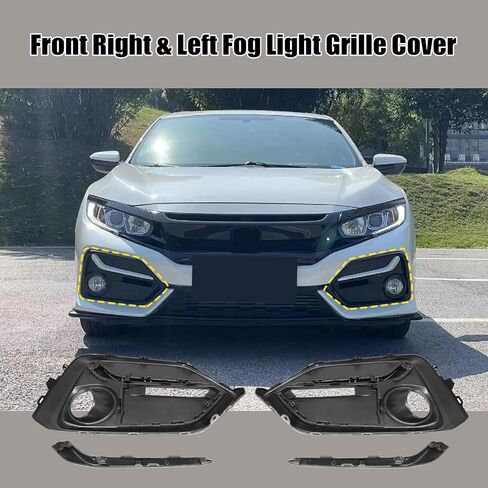 FZJDSD 1Pc Fog Light Cover Set Compatible with Honda Civic Hatchback 2020 2021 Front Right & Left Fog Light Grille Cover in Kuwait