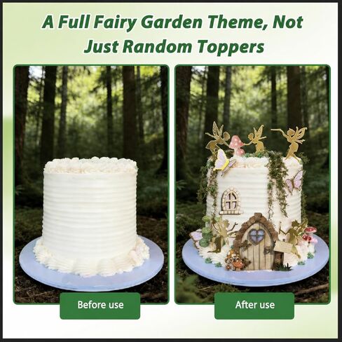 37PCS Fairy Cake Toppers for Fairy Birthday Party Decorations - Pink Mushroom Butterfly Flower Fairy Door Set - Whimsical Cake Decor for Girls Birthday Baby Shower Garden Theme Party in Saudi Arabia