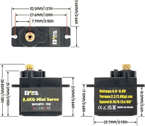 RC Mini Servo with Servo Horn for MINI LMT 4WD Monster Truck & CR18P, 1/18 RC Car Upgrades Parts (Black Horn) in Kuwait