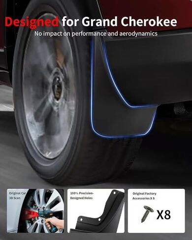 No Drill Mud Flaps for 2022-2026 Jeep Grand Cherokee 2-Row 5 seats SUV,Heavy Duty All Weather Splash Guards,OEM-Style Black Front & Rear Mud Guards,Set Fits Laredo Limited Altitude Overland Summit 4xe in Saudi Arabia