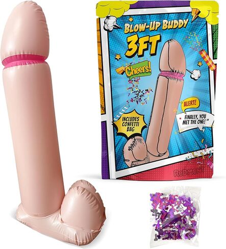 Inflatable Buddy – Giant Blow Up Gag Toy for Bachelorette Party Decorations, Bridal Shower Games & Funny Party Props – Big Inflatable Party Accessory - 3 FT (White) in Kuwait