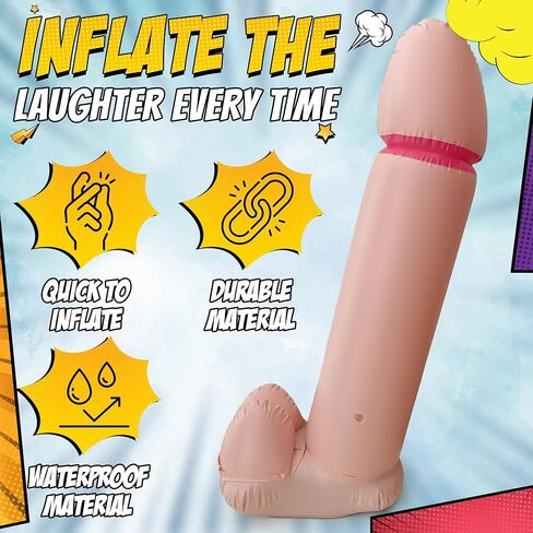 Inflatable Buddy – Giant Blow Up Gag Toy for Bachelorette Party Decorations, Bridal Shower Games & Funny Party Props – Big Inflatable Party Accessory - 3 FT (White) in Kuwait