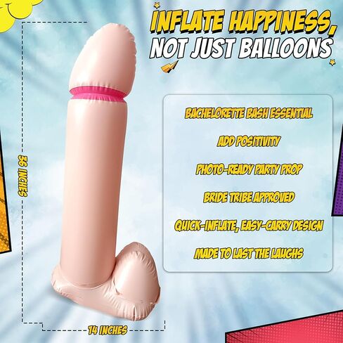Inflatable Buddy – Giant Blow Up Gag Toy for Bachelorette Party Decorations, Bridal Shower Games & Funny Party Props – Big Inflatable Party Accessory - 3 FT (White) in Kuwait