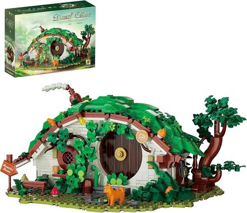 Dwarf Cabin Building Block Set 1088 Pcs Fantasy Halfling Village Architecture Model Kit for Adults & Teens Movie Magic Hole Home Office Desk Decor Display Gift in Saudi Arabia