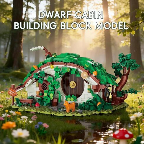 Dwarf Cabin Building Block Set 1088 Pcs Fantasy Halfling Village Architecture Model Kit for Adults & Teens Movie Magic Hole Home Office Desk Decor Display Gift in Saudi Arabia