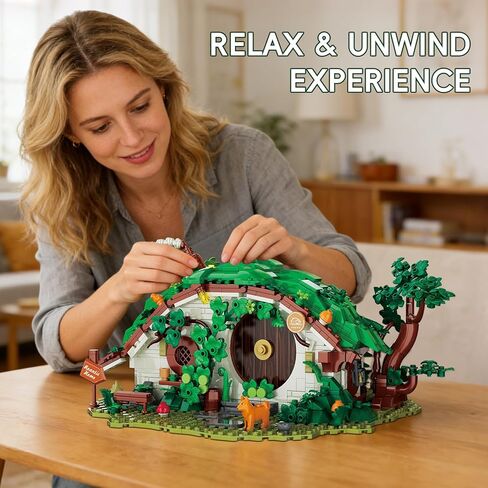 Dwarf Cabin Building Block Set 1088 Pcs Fantasy Halfling Village Architecture Model Kit for Adults & Teens Movie Magic Hole Home Office Desk Decor Display Gift in Saudi Arabia
