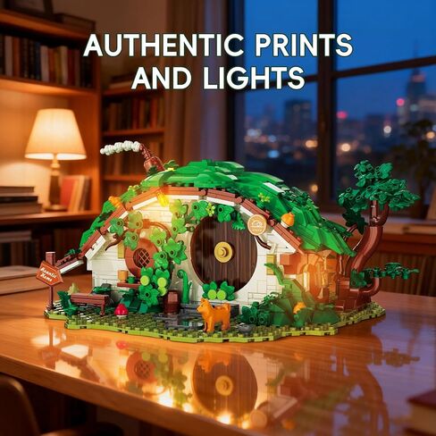 Dwarf Cabin Building Block Set 1088 Pcs Fantasy Halfling Village Architecture Model Kit for Adults & Teens Movie Magic Hole Home Office Desk Decor Display Gift in Saudi Arabia
