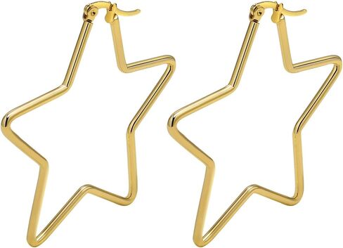 ZDZM Hypoallergenic Star Hoop Earrings for Women, 10/40mm Small Large Star Hoops Earring with Silver Post, Cute Women Earrings Y2K Jewelry Gifts in Saudi Arabia