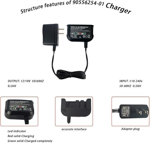 Replace Black and Decker 18V Battery Charger 90556254-01 9.6V-18V NiMh & NiCadBattery HPB12 FS12B HPB14 FSB14 HPB18 HPB18-OPE FSB18 HPB96 FSB96... in Saudi Arabia