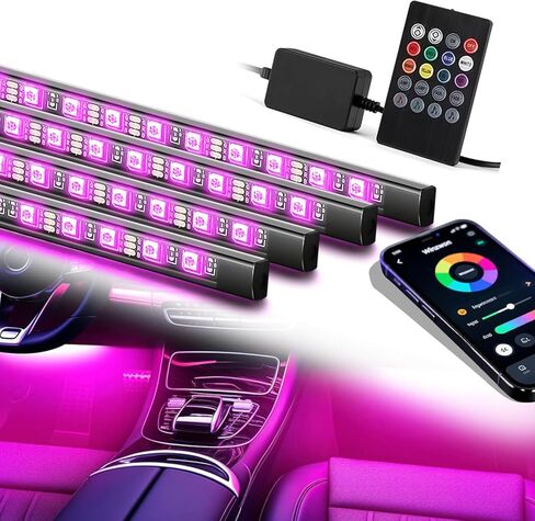 DIBMS RGB Car Strobe Safety Lights with Remote,Interior LED Light for Car Accessories Women Men Husband Birthday Gift APP Control with USB Port Music Sync Color Change for Truck Decor 12V Dashboard in Saudi Arabia
