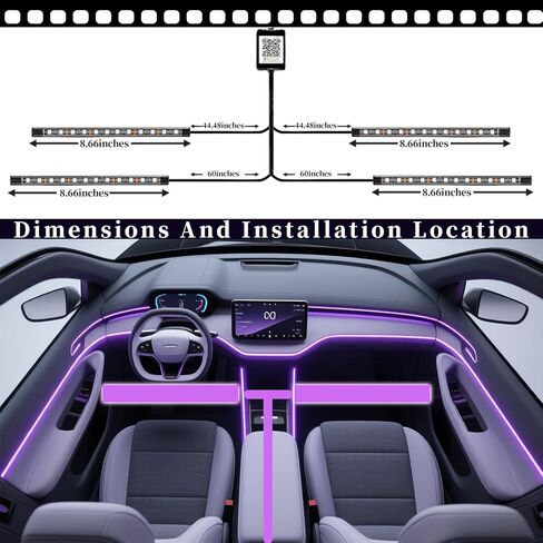 DIBMS RGB Car Strobe Safety Lights with Remote,Interior LED Light for Car Accessories Women Men Husband Birthday Gift APP Control with USB Port Music Sync Color Change for Truck Decor 12V Dashboard in Saudi Arabia