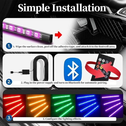 DIBMS RGB Car Strobe Safety Lights with Remote,Interior LED Light for Car Accessories Women Men Husband Birthday Gift APP Control with USB Port Music Sync Color Change for Truck Decor 12V Dashboard in Saudi Arabia