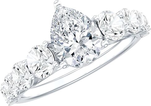 Rosec Jewels Certified 6X8mm Moissanite Pear Engagement Ring, D-Vs1 Quality, Moissanite Teardrop Ring For Women - Ideal For Gift in Saudi Arabia