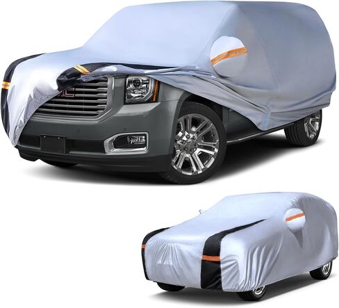 Large SUV Car Cover for GMC Yukon 100% Waterproof All Weather, Heavy Duty Outdoor Full Exterior Covers Rain Sun Wind UV Hail Protection. in Saudi Arabia