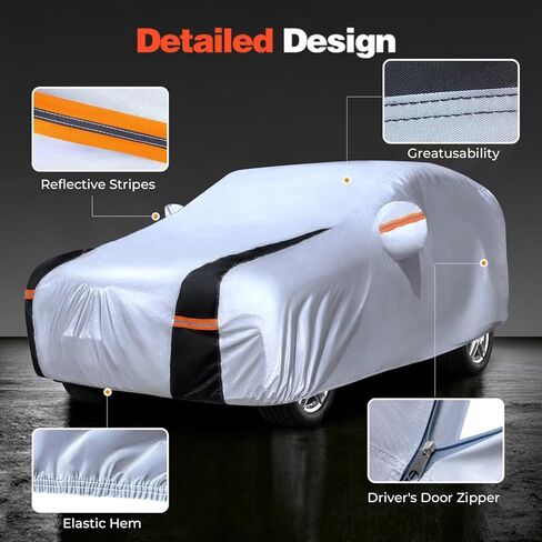 Large SUV Car Cover for GMC Yukon 100% Waterproof All Weather, Heavy Duty Outdoor Full Exterior Covers Rain Sun Wind UV Hail Protection. in Saudi Arabia