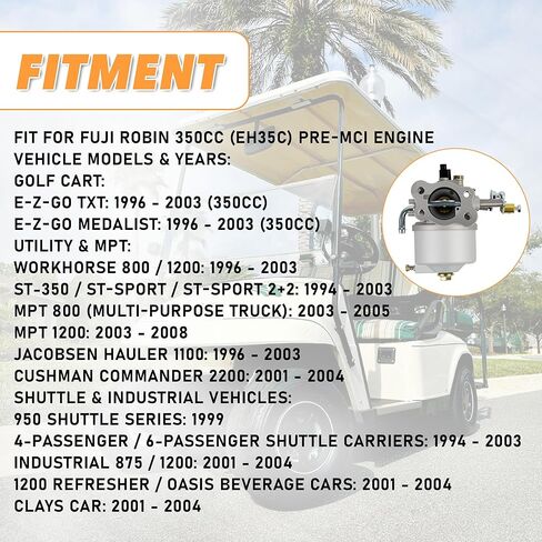 مكربن ​​72558G01 لعربة الغولف EZGO Gas Golf Cart 350cc Robin Engine، يناسب 1996-2003 TXT، Medalist، Workhorse ST350، يستبدل 72558-G05 72840-G02 17559، لمحركات ما قبل MCI ذات 4 دورات in Kuwait