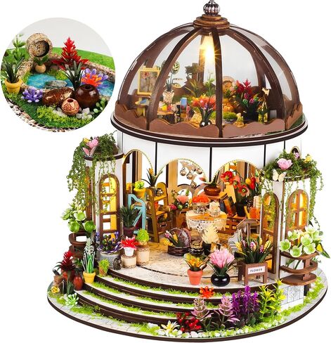 Soothee DIY Miniature House Kit, DIY Book Nook with LED Light | 3D Puzzles for Adults and Teens, Tiny House Building Kits for Bookshelf Decor, Relaxing Gift for Craft Lovers | Hanging Garden in Saudi Arabia