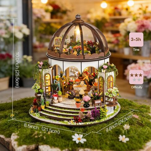 Soothee DIY Miniature House Kit, DIY Book Nook with LED Light | 3D Puzzles for Adults and Teens, Tiny House Building Kits for Bookshelf Decor, Relaxing Gift for Craft Lovers | Hanging Garden in Saudi Arabia