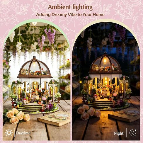 Soothee DIY Miniature House Kit, DIY Book Nook with LED Light | 3D Puzzles for Adults and Teens, Tiny House Building Kits for Bookshelf Decor, Relaxing Gift for Craft Lovers | Hanging Garden in Saudi Arabia