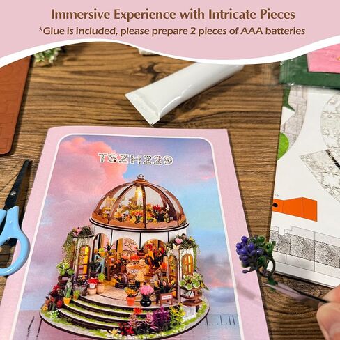 Soothee DIY Miniature House Kit, DIY Book Nook with LED Light | 3D Puzzles for Adults and Teens, Tiny House Building Kits for Bookshelf Decor, Relaxing Gift for Craft Lovers | Hanging Garden in Saudi Arabia