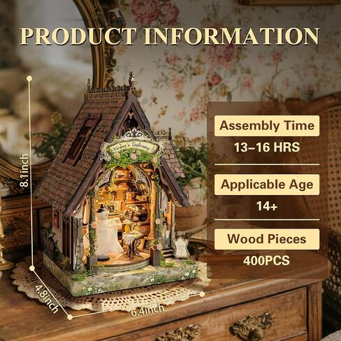 Romantic Miniature Dream Dress Studio - Vintage 3D Wooden Puzzle with LED Lights, DIY Book Nook Kit with Openable Side Door, Handcrafted Gift for Adults & Women in Saudi Arabia