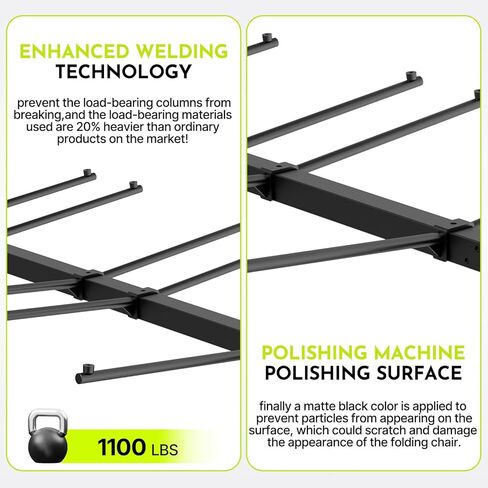 Folding Chair Rack with Wheels - Heavy Duty Folding Chair Storage Cart, 1100lb Capacity Steel Frame & Stabilizer for Church/Garage/Banquet (Dark Black) in Saudi Arabia