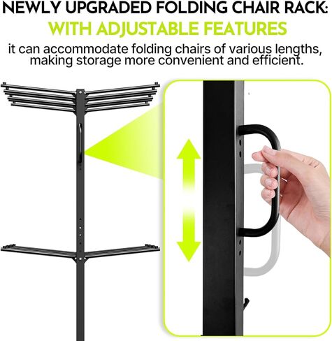 Folding Chair Rack with Wheels - Heavy Duty Folding Chair Storage Cart, 1100lb Capacity Steel Frame & Stabilizer for Church/Garage/Banquet (Dark Black) in Saudi Arabia