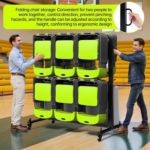 Folding Chair Rack with Wheels - Heavy Duty Folding Chair Storage Cart, 1100lb Capacity Steel Frame & Stabilizer for Church/Garage/Banquet (Dark Black) in Saudi Arabia
