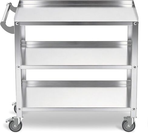 Stainless Steel Utility Cart 3 Tier - Heavy Duty Rolling Cart with Silent Wheels & Handle, Commercial Food Storage Trolley for Kitchen Restaurant Hospital Lab and Home, 21″L x 33″W x 34″H in Saudi Arabia