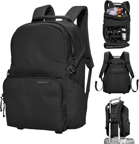 BREVITE Jumper Compact Camera Backpack 2026 Edition: A Minimalist & Travel-friendly Photography Backpack For DSLR Camera & Laptop w/Reinforced Straps & Stiffer Dividers (18L) (Triple Black Color) in Saudi Arabia