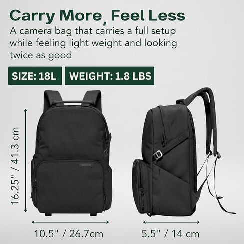 BREVITE Jumper Compact Camera Backpack 2026 Edition: A Minimalist & Travel-friendly Photography Backpack For DSLR Camera & Laptop w/Reinforced Straps & Stiffer Dividers (18L) (Triple Black Color) in Saudi Arabia