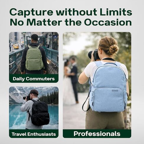 BREVITE Jumper Compact Camera Backpack 2026 Edition: A Minimalist & Travel-friendly Photography Backpack For DSLR Camera & Laptop w/Reinforced Straps & Stiffer Dividers (18L) (Triple Black Color) in Saudi Arabia