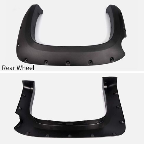 PIT66 Fender Flares، مناسب لـ Chevy Silverado 1500 2007-2013 5.8 سرير قصير (لا يناسب الطرازات الكلاسيكية GMC Sierra/07)، مجموعة مشاعل العجلات السوداء ذات الجيب المتين ذو التصميم المثبت، 4 قطع in Kuwait
