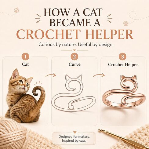 5Pcs Curated Cat Crochet Ring for Finger, Adjustable, 5 Colors Tension Ring for Crochet & Knitting, Yarn Guide Finger Holder with Thread Cutter Ring, US Size 5-12 in Saudi Arabia