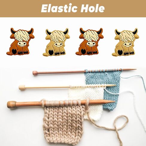 Knitting Needle Stoppers,Highland Cow Shape Stitch Stoppers Stitch Holders for Knitting Needle Point Protectors 4 PCS in Kuwait