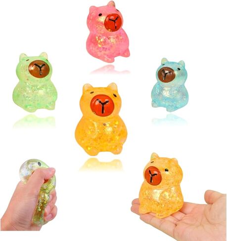 4Pcs Glitter Capybara Squishy Toys for Stress Relief - Slow Rise Sensory Fidget Collection for Adults & Teens 16+, Anxiety Relief Squeeze Balls, Sparkling Desk Decor & Collectibles in Saudi Arabia