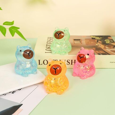 4Pcs Glitter Capybara Squishy Toys for Stress Relief - Slow Rise Sensory Fidget Collection for Adults & Teens 16+, Anxiety Relief Squeeze Balls, Sparkling Desk Decor & Collectibles in Saudi Arabia