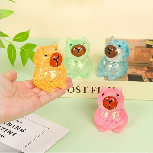 4Pcs Glitter Capybara Squishy Toys for Stress Relief - Slow Rise Sensory Fidget Collection for Adults & Teens 16+, Anxiety Relief Squeeze Balls, Sparkling Desk Decor & Collectibles in Saudi Arabia