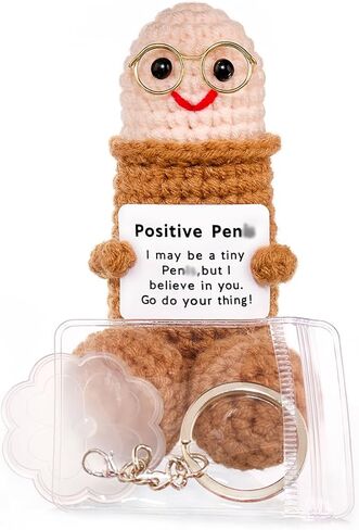 Positive Crochet Gift, Handmade Emotional Support Crochet Figure with Message Card, Knitted Keepsake Desk Decor for Women Friends Coworkers, Birthday in Saudi Arabia