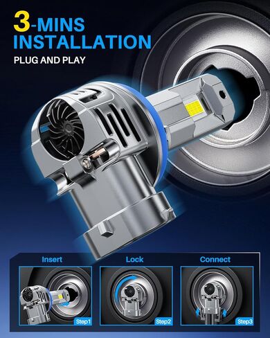 مصابيح أمامية H11 مطورة من AUTOONE 2026، مصابيح 1200% ساطعة 60000 لومن H8 H9 in Kuwait