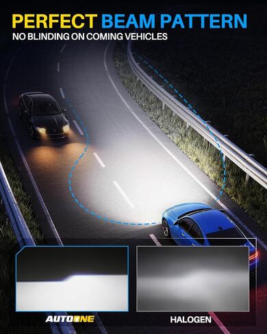 مصابيح أمامية H11 مطورة من AUTOONE 2026، مصابيح 1200% ساطعة 60000 لومن H8 H9 in Kuwait