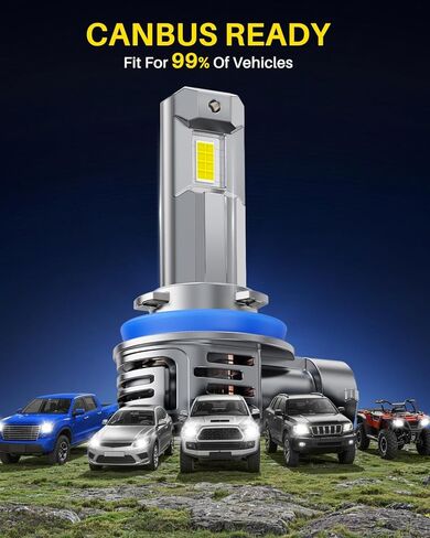 مصابيح أمامية H11 مطورة من AUTOONE 2026، مصابيح 1200% ساطعة 60000 لومن H8 H9 in Kuwait