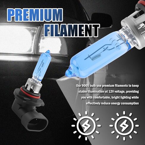 KIFIDAN 2PCS 9005 Headlight Bulbs,12V 100W 9005 Halogen Headlight Bulbs with Super Brightness,High Temperature Resistant Car Head Light Bulb High and Low Beam Car Accessories in Kuwait