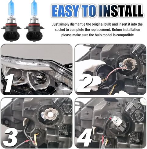 KIFIDAN 2PCS 9005 Headlight Bulbs,12V 100W 9005 Halogen Headlight Bulbs with Super Brightness,High Temperature Resistant Car Head Light Bulb High and Low Beam Car Accessories in Kuwait