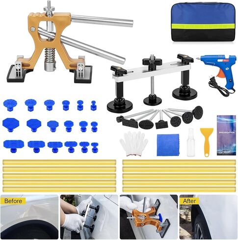 Car Dent Puller Kit, 45pcs Paintless Dent Remover Kit with Golden Dent Puller, Bridge Puller & 100W Glue Guη for Auto Body Dent Removal, Dent Pullers Kit for Suv Truck Car Refrigerator Diy Repair in Saudi Arabia
