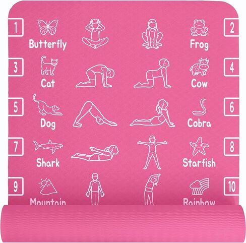 Kids Yoga Mat - Non-Slip Lightweight TPE Exercise Mat - Ideal for Boys & Girls (Ages 3-12), Toddlers & Children in Kindergarten, Preschool, School. PVC Free. 6mm Thick. Carry Strap in Kuwait