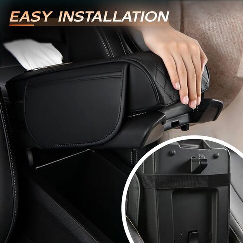 ترقية وسادة مسند ذراع وحدة التحكم المركزية للسيارة لموديلات Toyota RAV4 2026-2012، غطاء وسادة مريح من إسفنج الذاكرة مع صندوق مناديل وحقيبة تخزين جانبية، غطاء مسند ذراع للسيارة 3 في 1 من جلد البولي يوريثان الفاخر (أسود) in Kuwait