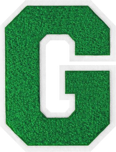 4.5" Green Chenille Iron On Letter Patch A, Varsity Alphabet Applique with White Felt Border, Large Embroidered Patch for Jackets, Bags, DIY Custom Name (1 Piece) in Saudi Arabia
